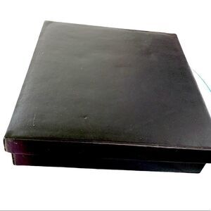 Black leatherette watch jewelry case suede lined 11”x12”x3” 9 compartments 4 DAD